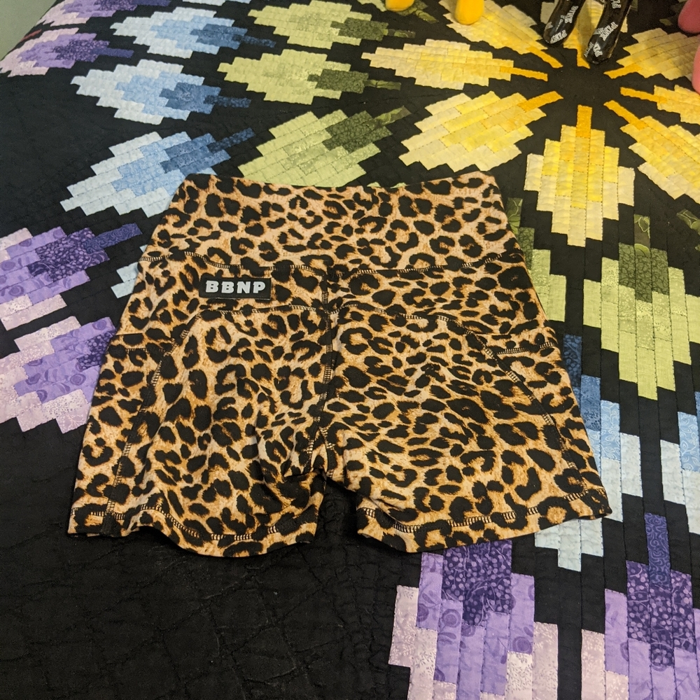 Barbells and pizza workout shorts